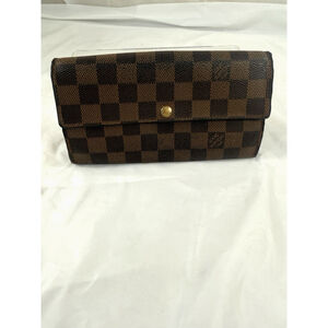 Auth LOUIS VUITTON Damier Ebene Sarah Long Wallet